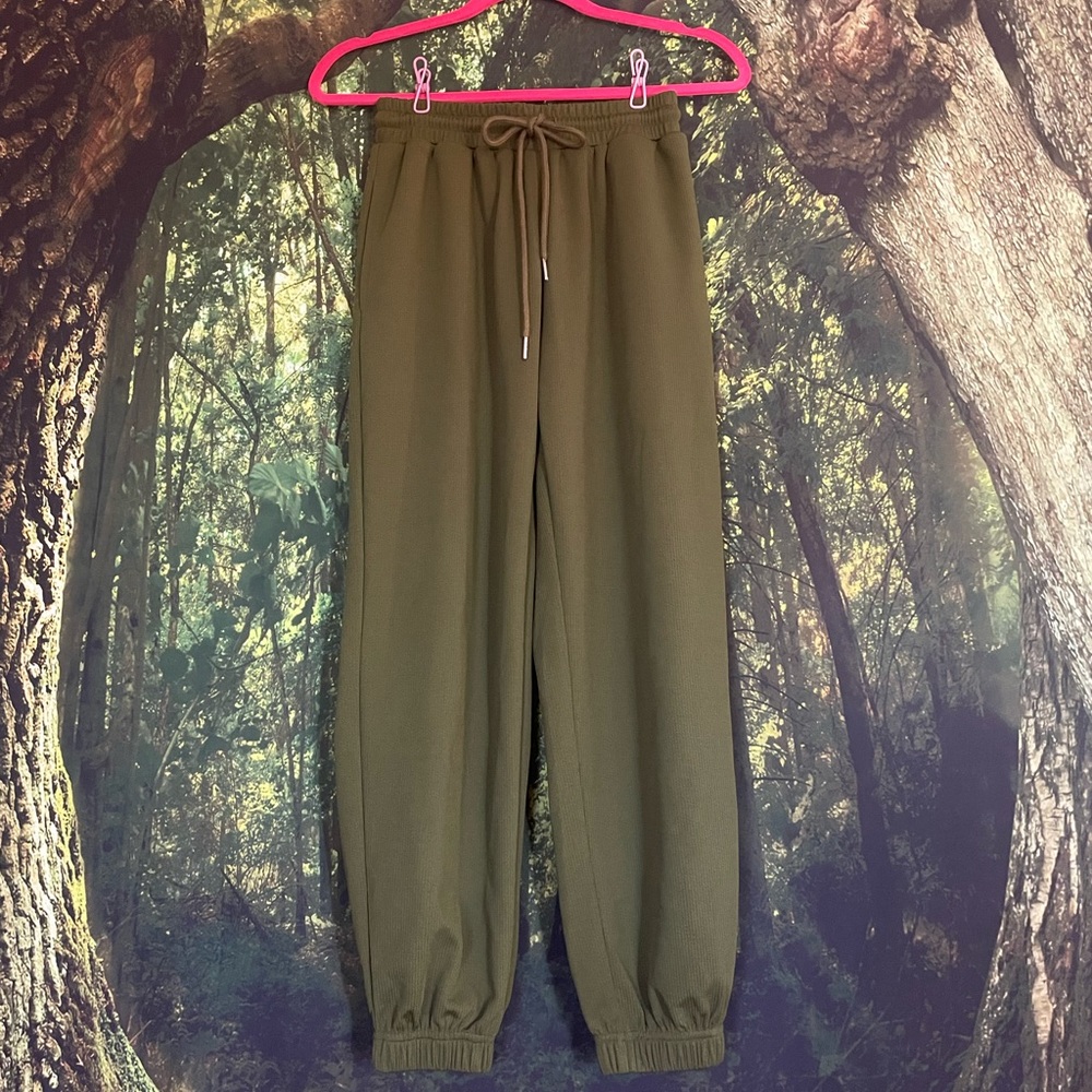 SHEIN Ribbed Green Joggers